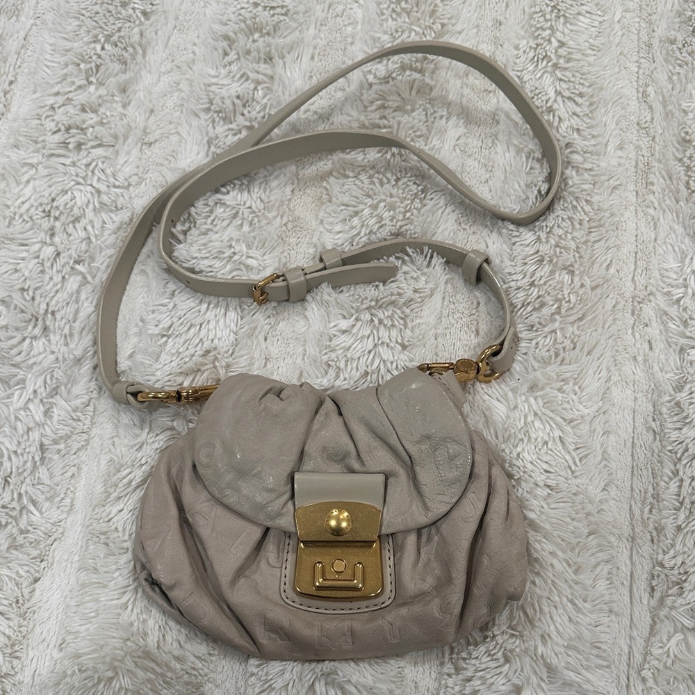 Marc Jacobs Taupe Crossbody Bag with Gold Accents